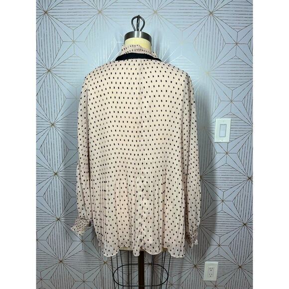 Max Studio Blush Pink Polka Dot Blouse Ribbon Necktie Size 2X (Lining Flawed) - Picture 3 of 14